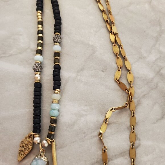 ✨ Stella and Dot Labradorite Artisan Druzy Beaded Stone Pave Rhinestone Pendant - Picture 12 of 16